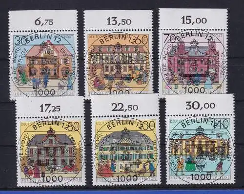 Bund 1991 Wohlfahrt Posthäuser Mi.-Nr. 1563-1568 Oberrandstücke mit ET-O BERLIN