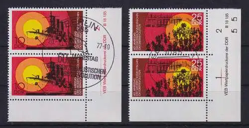 DDR 1977 Oktoberrevolution Mi.-Nr. 2259-2260 ER-Paare mit Druckvermerk (So.)-O