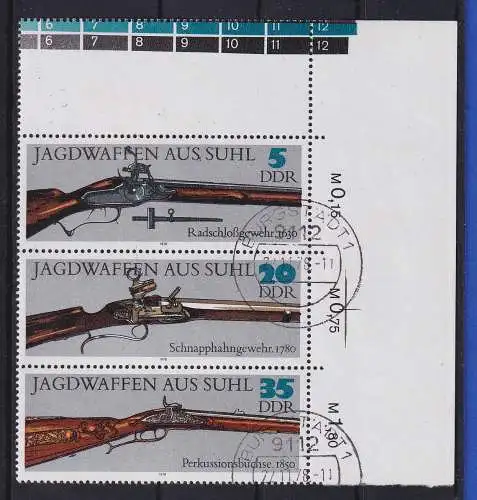 DDR 1978 Jagdwaffen Zusammendruck S Zd 169 L (ex Mi.-Nr. 2376-2381) O BURGSTADT