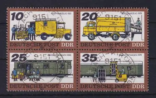 DDR 1978 Postfahrzeuge Mi.-Nr. 2299-2302  4er-Block mit Voll-O ERLBACH-KIRCHBERG