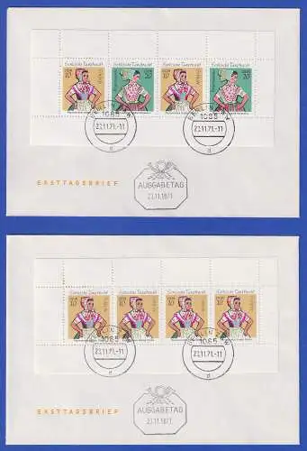 DDR 1971 Trachten Mi.-Nr. HBL 12 I und 13 I C (aus MH 5) auf 2 FDCs O BERLIN