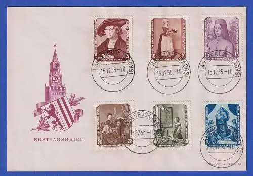 DDR 1955 Restituierte Gemälde Mi.-Nr. 504-509 Satz kpl. auf FDC O LANGEBRÜCK