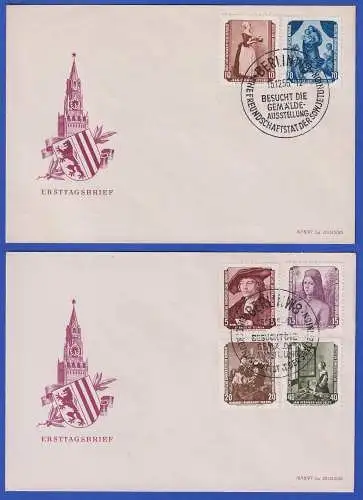 DDR 1955 Restituierte Gemälde Mi.-Nr. 504-509 auf 2 FDCs O BERLIN