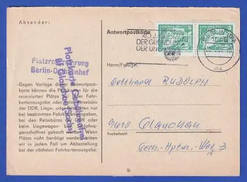 DDR 1980 Tierpark Mi.-Nr. 2483 als MEF auf Postkarte Bahnreservierung O BERLIN