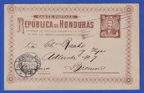 Honduras 1906 GA Postkarte von Amapala nach Bremen