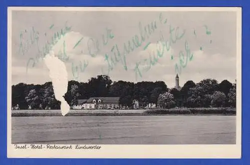 Berlin 1952 AK Lindwerder im Wannsee nach Zürich, in der Schweiz nachtaxiert