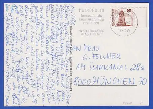 DDR 1990 Kyffhäuser Mi.-Nr. 3347 als EF auf Postkarte O BERLIN nach München