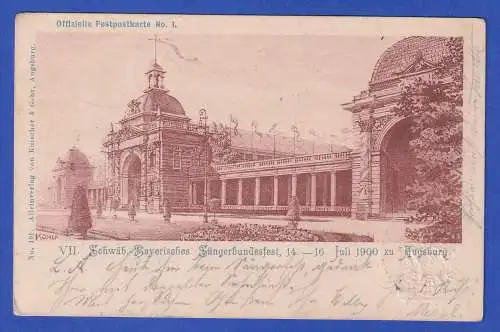 Bayern 1900 GA Bildpostkarte Sängerbundfest O AUGSBURG nach Marktbreit