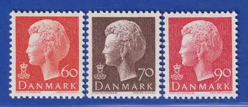 Dänemark 1974 Mi.-Nr.569-571y Freimarken: Königin Margrethe II **/ MNH