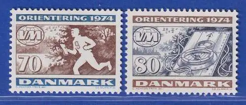 Dänemark 1974 Mi.-Nr.573-574  Eeltmeisterschaften im Orientierungslauf. **/ MNH