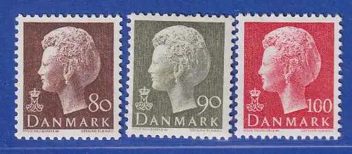 Dänemark 1976 Mi.-Nr.622-624 y  Freimarken: Königin Margrethe II **/MNH