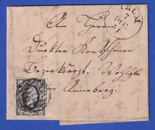 Sachsen König Friedrich August II. 1/2 Ngr. Mi.-Nr. 3 auf Brief O THUM 1854