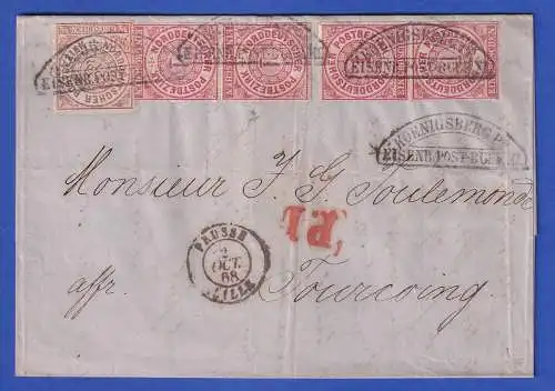 Norddt. Postbezirk Mi.-Nr. 3, 4 MiF auf Brief mit Steigbügel-O KÖNIGSBERG 1868