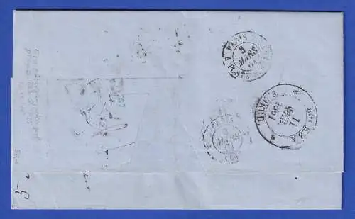 Brief von Moskau nach Paris mit preußischem Grenzübergangs-O P.35. 1861