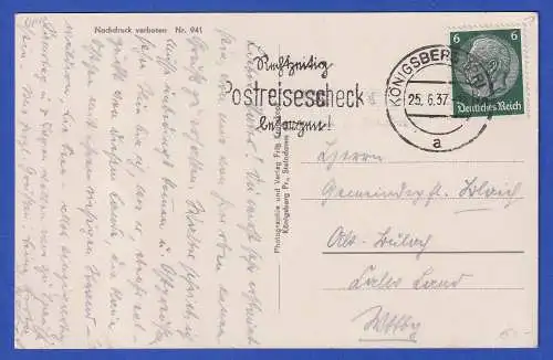 AK Königsberg (Ostpr.) Schlossteich mit Werbe-O für Postreiseschecks 1937