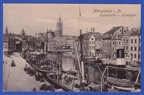 AK Königsberg (Ostpreußen) Hafen gelaufen nach Varaždin (Kroatien) 1917