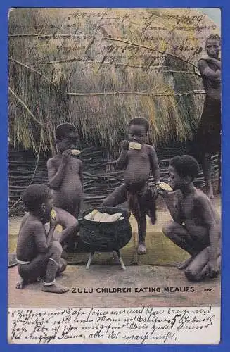 Deutsch-Südwestafrika 1909 AK Zulu-Kinder gelaufen nach Berlin