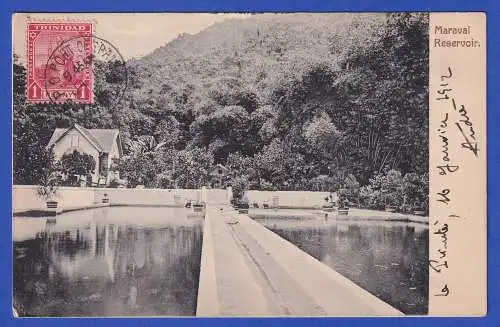 Trinidad und Tobago 1912 AK Maraval Reservoir gel. nach Rochefort-sur-Mer (F)