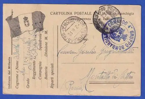 Italien 1916 Feldpostkarte I. Weltkrieg gelaufen nach Montalto di Castro