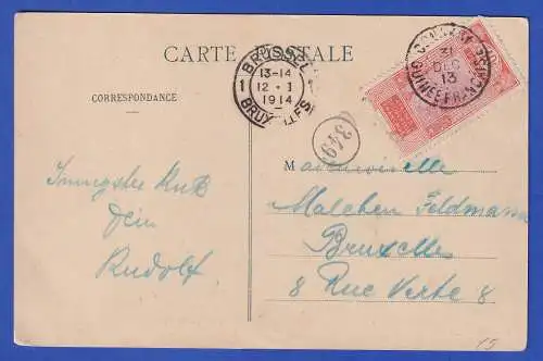 Französisch-Guinea 1913 AK Yri-Kiri mit Mi.-Nr. 67 O CONAKRY nach Brüssel