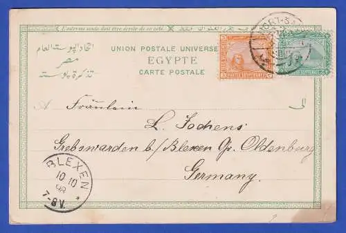 Ägypten 1898 Bildpostkarte Souvenir d'Egypte O PORT SAID nach Grebswarden-Blexen