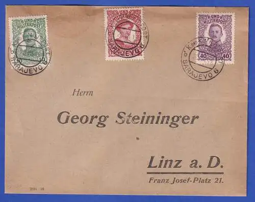 Österreich Bosnien u. Herzegowina 1918 Fürsorge Mi.-Nr.144-146 a. FDC O SARAJEVO