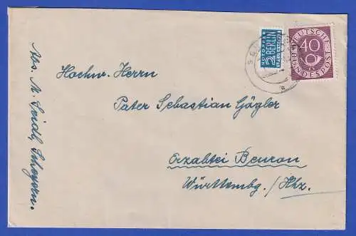 Bund 1951 Posthorn 40 Pfg. Mi.-Nr. 133 als EF Brief O SCHEYERN