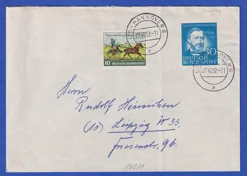 Bund 1952 Philipp Reis Mi.-Nr. 161 u.a. in MiF auf FDC O HANNOVER