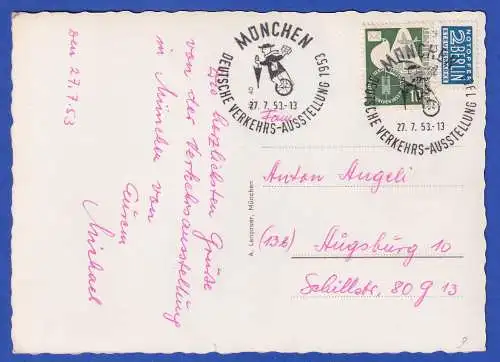 Bund 1953 Verkehrsausstellung München Mi.-Nr. 168 auf Souvenirkarte mit So.-O