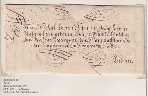 Sachsen 1764 Schnörkelbrief - Kanzleischreiben aus Dresden nach Lübben