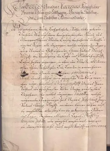 Sachsen 1764 Schnörkelbrief - Kanzleischreiben aus Dresden nach Lübben