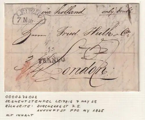 Vorphila-Brief mit Segmentstempel LEIPZIG 1825 gelaufen nach London