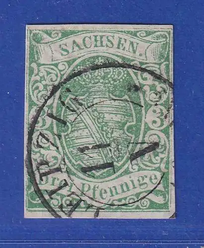 Sachsen 1851 Wappen 3 Pfennige Mi.-Nr. 2 II a O LEIPZIG