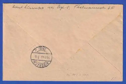 Bund 1949 Briefmarkenjubiläum Mi.-Nr. 113-115 als MiF auf R-Brief O ESSLINGEN