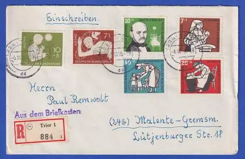 Bund 1956 Mi.-Nr. 232-233, 243-246 als MiF auf R-Brief O TRIER