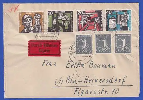 Bund 1957 Mi.-Nr. 226x und 270-273 als MiF auf Eilbrief O NEU ISENBURG