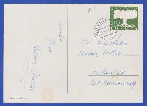 Bund 1958 Europa Mi.-Nr. 294 auf Namenstags-Grußkarte O MITTERTEICH