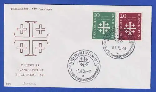 Bund 1956 Evang. Kirchentag Mi.-Nr. 235-236 mit So.-O FRANKFURT (MAIN) auf FDC 