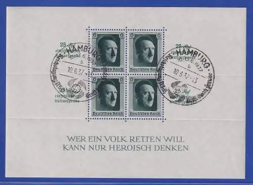 Dt. Reich 1937 Hitler Mi.-Nr.Block 9 mit Ersttags-So.-O HAMBURG gp. SCHLEGEL BPP
