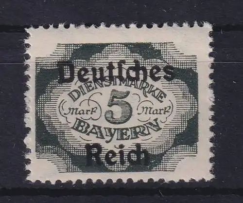 Dt. Reich 1920 Dienstmarke Bayern mit Aufdruck 5 Mark Mi.-Nr. 51 postfrisch **