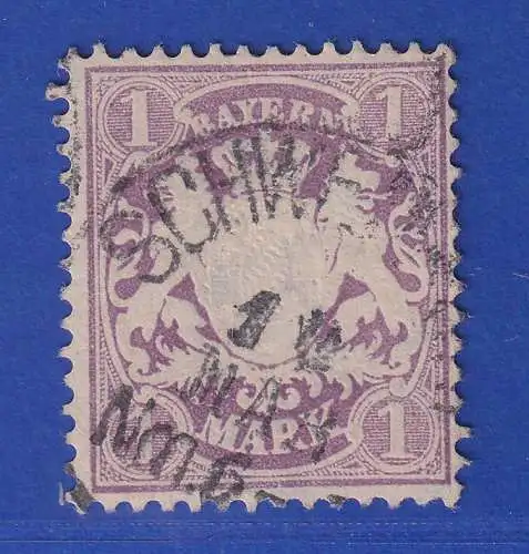 Bayern 1875 Wappen 1 Mark violett Mi.-Nr. 31a gestempelt