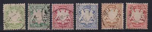 Bayern 1876 Wappen Pfennig  Mi.-Nr. 37-42 Satz kpl. gestempelt