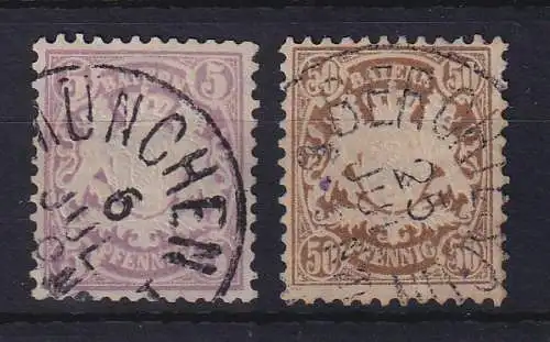 Bayern 1876 Wappen 5 und 50 Pfennig  Mi.-Nr. 45-46 gestempelt