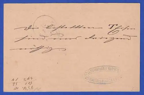 Dt. Reich 1874 GA Postkarte Mi.-Nr. P2 O COBURG (?) gelaufen nach Katzhütte