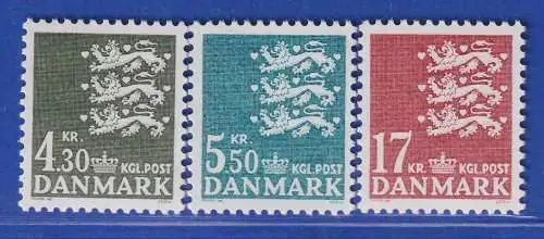 Dänemark 1984 Mi.-Nr. 796-798 Freimarken Kleines Reichswappen  **/MNH