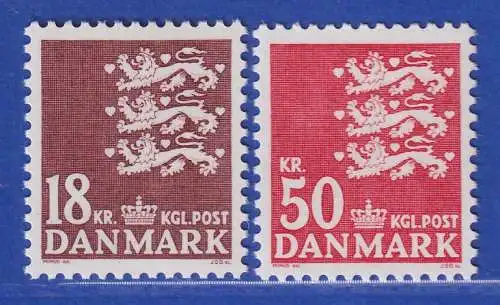 Dänemark 1985 Mi.-Nr.826-827  Freimarken Kleines Reichswappen  **/MNH