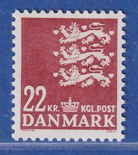 Dänemark 1987 Mi.-Nr. 888  Freimarke Kleines Reichswappen 22Kr.  **/MNH