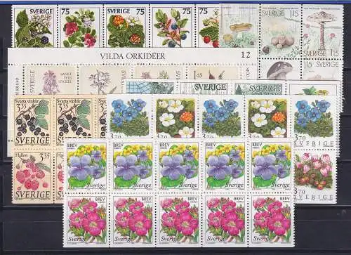 Schweden Pflanzen, Blumen, Beeren, Pilze ect. Lot  7 Heftchenblätter **