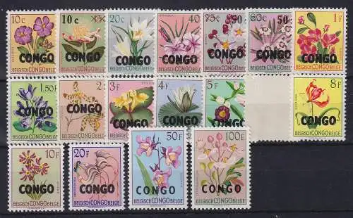 Belgisch-Kongo 1960 Flora Blumen Blüten Mi.-Nr. 11-28 (Nr. 23 defekt) **