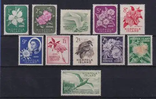 Norfolk Islands 1960 Flora und Fauna Mi.-Nr. 26-36 postfrisch **